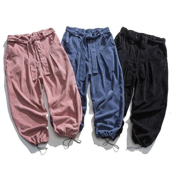 

men's pants neploha corduroy cross-pants 2021 autumn winter casual woman trousers loose male oversize fashion hip hop, Black