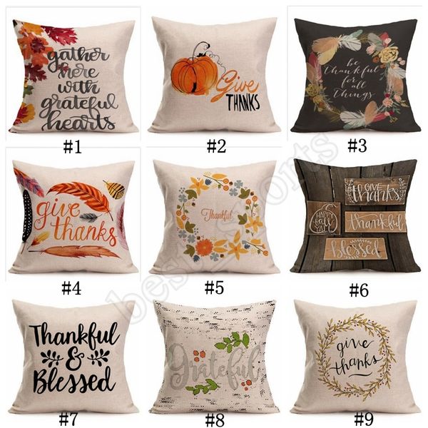 

cotton happy thanksgiving day fall decor linen give thanks sofa throw pillow case home car cushion covers 45*45cm zza108gdj7