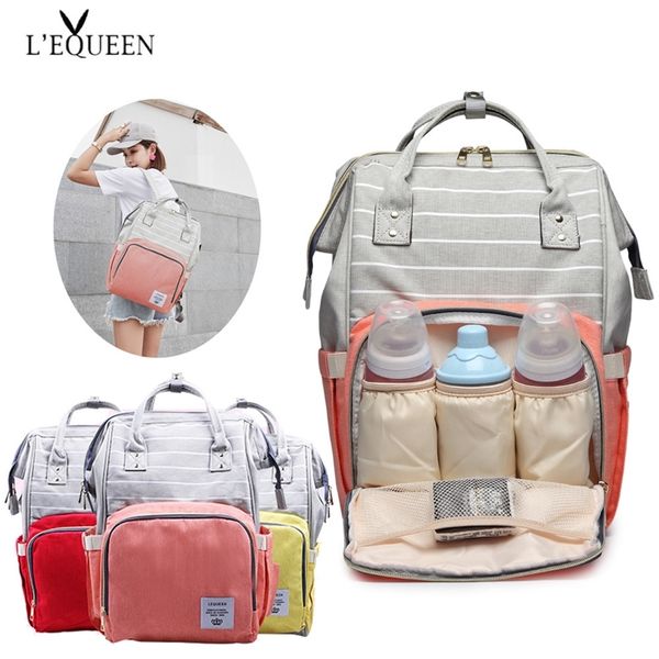 

fashion mummy striped maternity nappy large capacity travel backpack designer nursing bag for baby care y200107