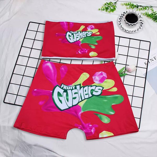 

2021 candy shorts women mini booty bar shorts two piece set women tube party cute snickers skittle bodycon, Gray