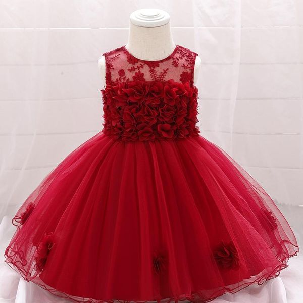 

6-24m newborn infant baby girls tutu dress lace flower princess party wedding 1st birthday dresses for baby girl jlltrw