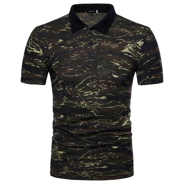 

zogaa men's shirt brand summer camouflage short sleeve slim military para male turn-down collar polo hombre, White;black