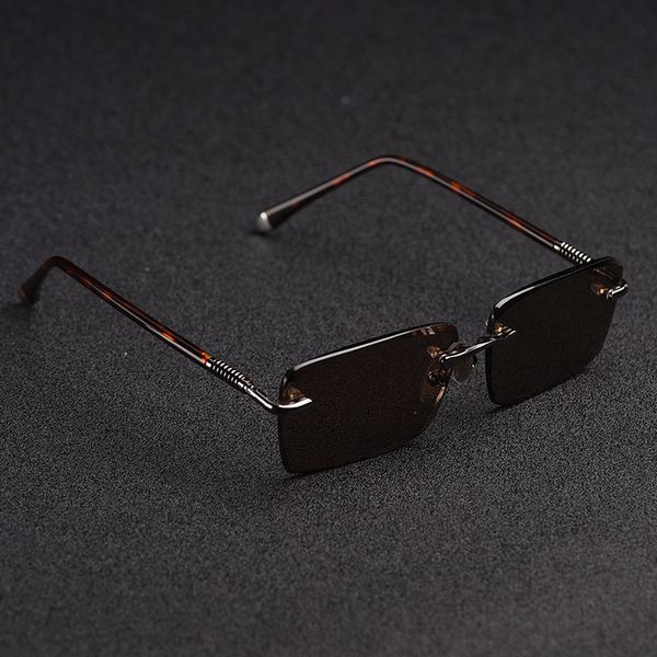 

wholesale-zerosun glass sunglasses male rimless sun glasses for men brown lens anti scratch brand designer vintage eyewear, White;black