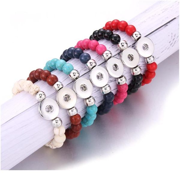 

snap jewelry men bracelet handmade beaded snap bracelets fit 18mm snap button jewelry natural stone beads bracelet bbyflt, Golden;silver