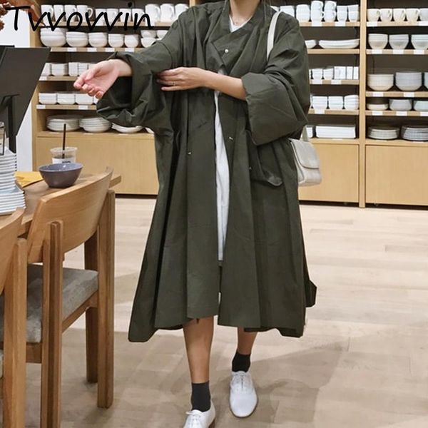 

xuxi 2019 autumn new army green single breasted bat sleeve o collar vintage big size medium length coat women fz06061, Tan;black