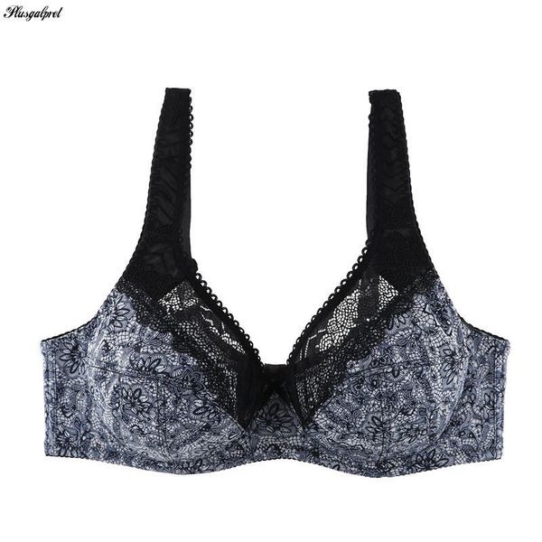 PlusGalpret C D E Cup 38 -48 Grande Peito Mulheres Favorite Underwear Cópia Floral Bras Para As Mulheres Unlined Super Bralette BH 201202