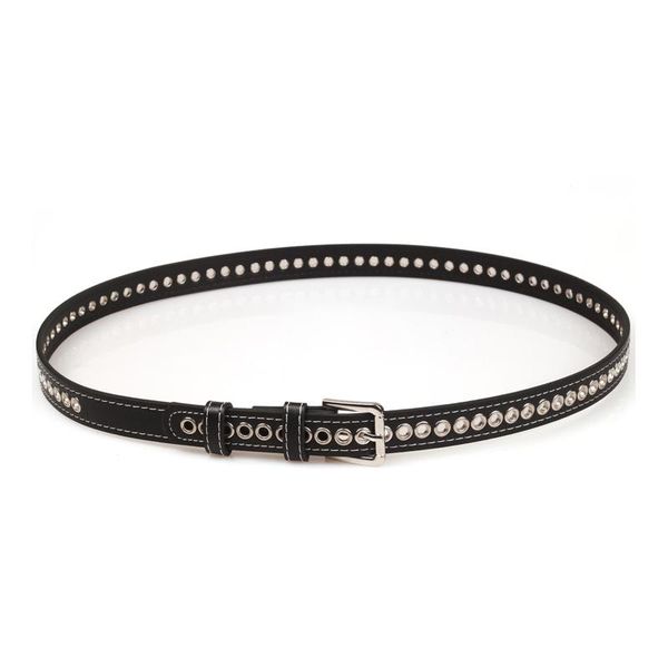 

new designer studded punk ladies belt pu belt simple big brand women leisure, Black;brown