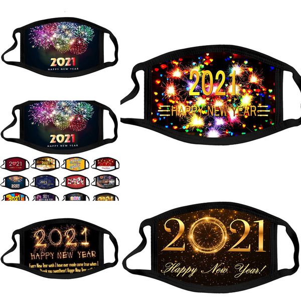 

designer 2021 face mouth mask washable dust and haze masks happy new year facemask in stockoutl