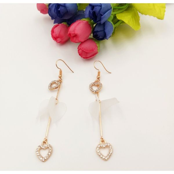 

новый корейский шарм жемчужный кисточкой кристалл любви сердца звезды луна серьги для женщин длинные моды падение серьги пендиента моджа мод, Silver