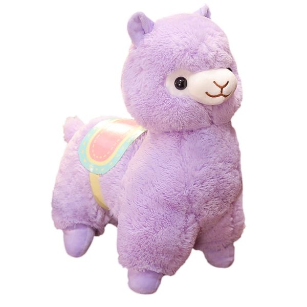 35/50 cm Farcito Sella Alpaca Viola Rosa Bianco Pecora Giocattolo Fuzzy Lungo Peluche Prateria Animale In Piedi Sdraiato Alpaca Regalo 220210