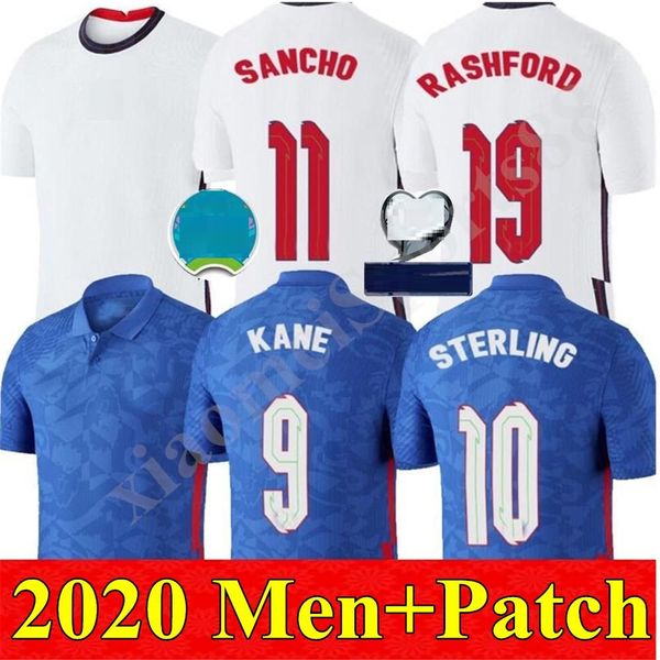 

new 2020 2021 home away england soccer jerseys 20 21 camisetas de fútbol national team sterling rashford kane rice sancho football shirts, Black;blue