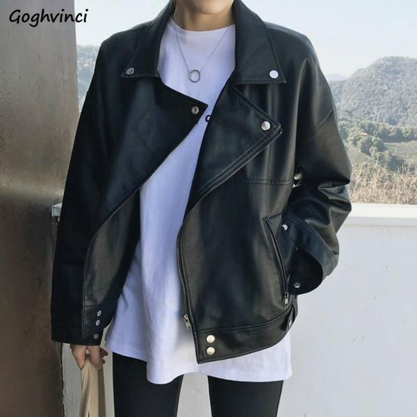 

women's jackets jacket women black solid zipper long sleeve comfortable womens and coats harajuku korean style casual leather coat chic, Black;brown
