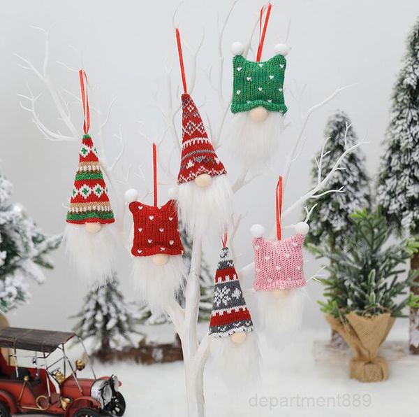 

tree hanging ornament knitting cartoon santa claus no face doll christmas pendant home xmas party decorations 3pcs/set owb2139