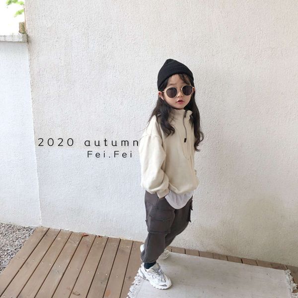 

and autumn winter 2020 korean boys girls loose personali solid color sweater children's versatile pullover fashion children 0lv3, Black