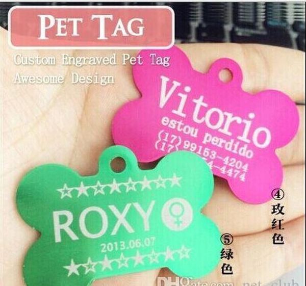 

diy dog id tags 100pcs/lot double sides pet tags premium aluminum bone 3.8*2. jlltft comb2010