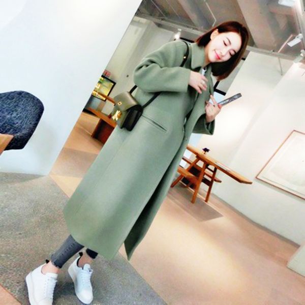 

women wool coat,2019 winter new casual korean version slim long coat,full sleeve suit collar womens plus size fashions coats, Black