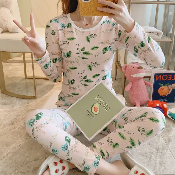 

2020 new winter pajamas, cute style, fashion foundation, green leaves, comfortable and relaxed,sweet home dress, Black;pink