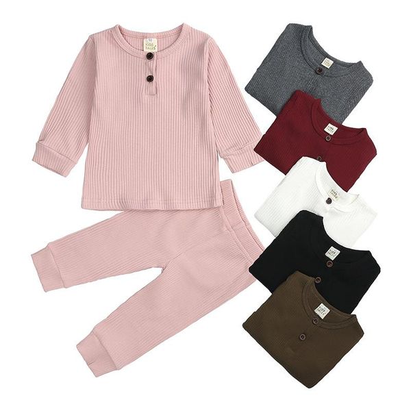 

clothing sets infant born baby girls boys clothes spring autumn cotton long sleeve + elastic pants 2pcs solid outfits, White