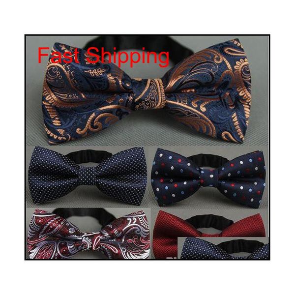 

rbocott men's bow tie gold paisley bowtie business wedding bowknot dot blue and black bow ties for groom party accessories zoo2q, Black;gray