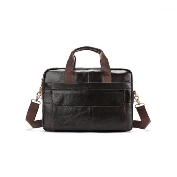 

genuine leather men's bag lapbriefcase business cowhide handbag for document storage office portable shoulder cross bag