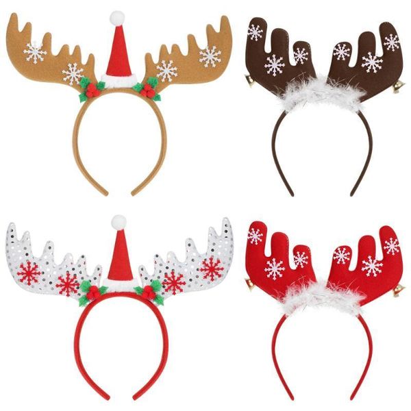 

christmas decorations 4pcs reindeer antlers headbands safe smooth adjustable hair accessory for kids party cosplay1