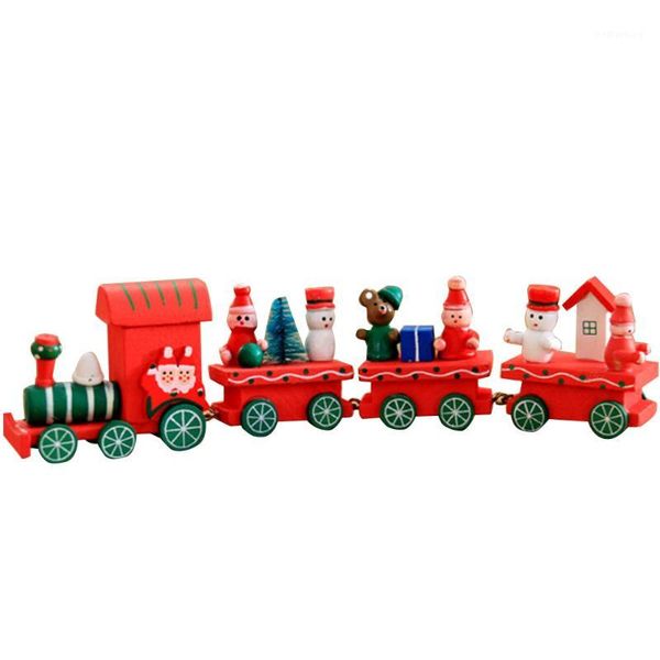

party decoration christmas wooden little train xmas festival toys cute creative1
