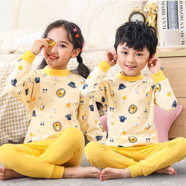 

underwear set winter boys and girls' pajamas baby children's cotton warm cloth autumn pants, Blue;red