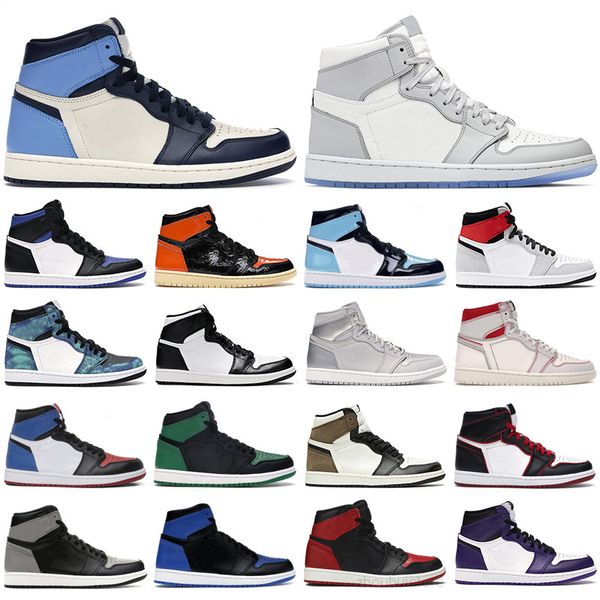 

mens basketball shoes 1s high og jumpman 1 obsidian royal toe dark mocha unc tie dye chicago bred banned men women trainers sneakers