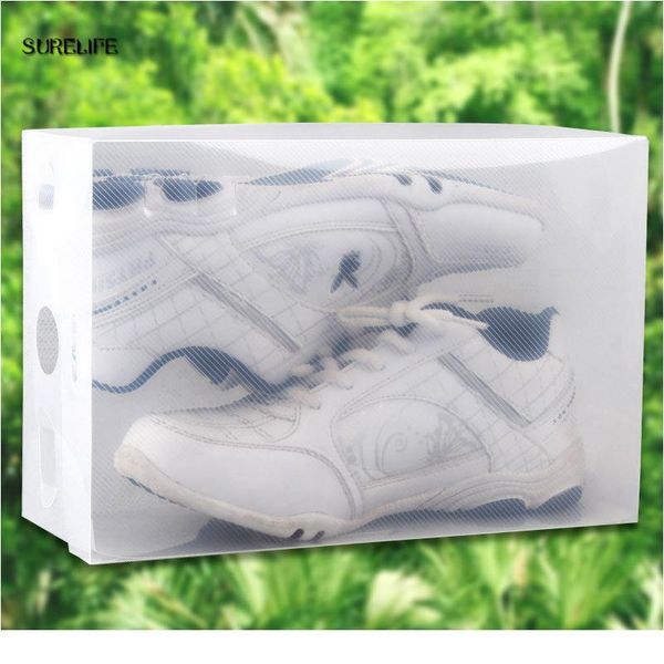 

10pcs transparent clear plastic shoe box storage shoe boxes foldable shoes case holder shoebox transparent shoes organiz sqcrix