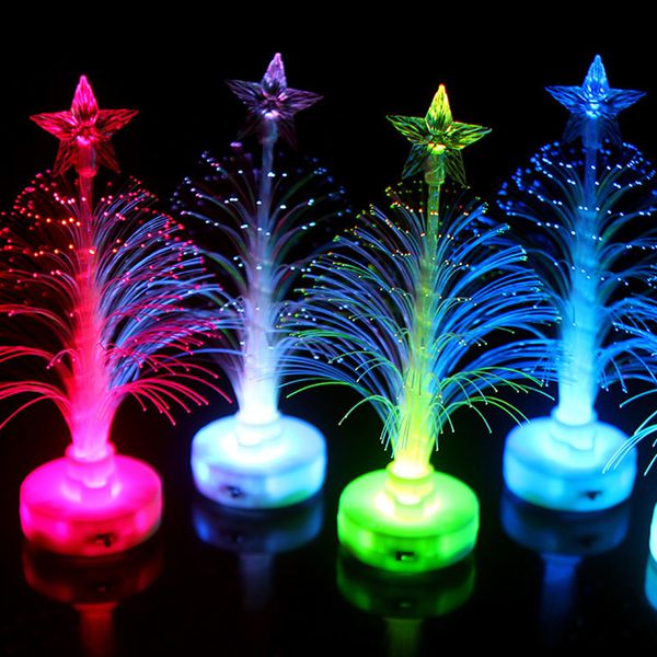 

beautiful colored optic colorful slow flash led light-up fiber color mini christmas tree with star battery powered q1128