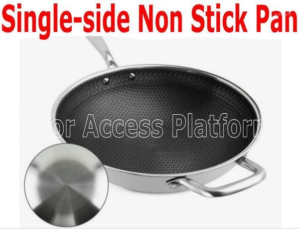 

fingerprint access control single side fry pan work for gas stoves and induction cooker non-stick wok honeycomb texture 304 stainless steel
