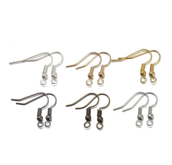 

200pcs metal ear hook wire clasps with bead charms earring wire fit diy women earring accessories for jewel jlluyz lucky2005