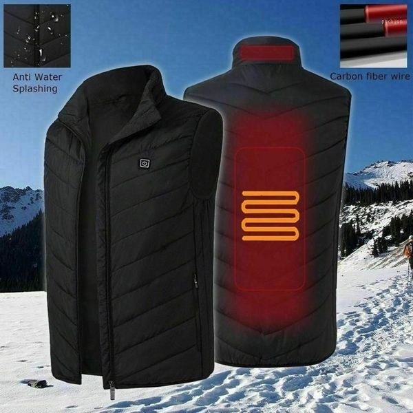 

electric heated vest usb thermal heat pad winter warm warmer fea8891, Black;white