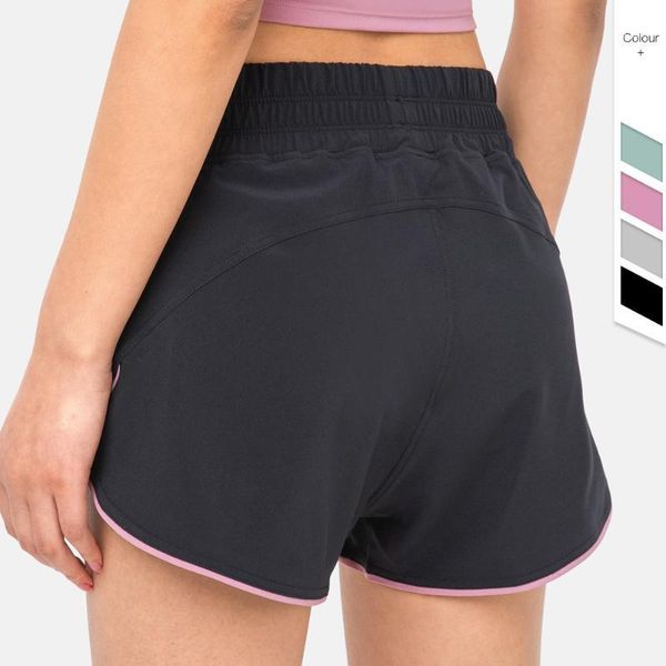 

summer sports shorts for women loose breathable quick dry elastic waist running fitness gym shorts workout cloth 12571, Black;blue