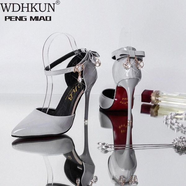 

2021 butterfly-knot rhinestone single shoes fashion pointed high heels korean thin heel womens shoes elegant dress party pumps #ln5h, Black