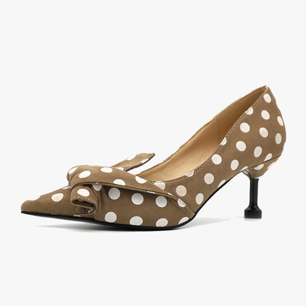 

2021 new primavera pontudo polka dot saltos altos legal antiderrapante moda fina order supervisor sapatos femininos j39a, Black