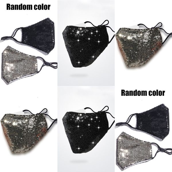

care factoryx48tfashion bling 3d washable pm2.5 reusable mask shield sun color gold elbow sequins shiny face cover mount masks
