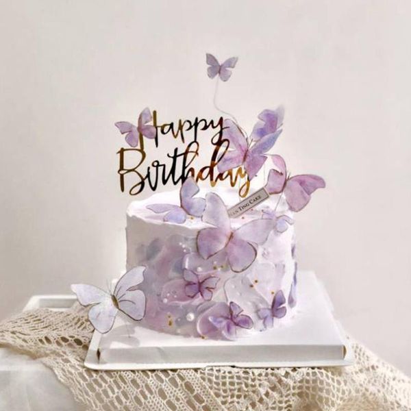 

other event & party supplies 1set butterfly paper cake er artificial flower head happy birthday baby shower wedding decor diy gift bakin