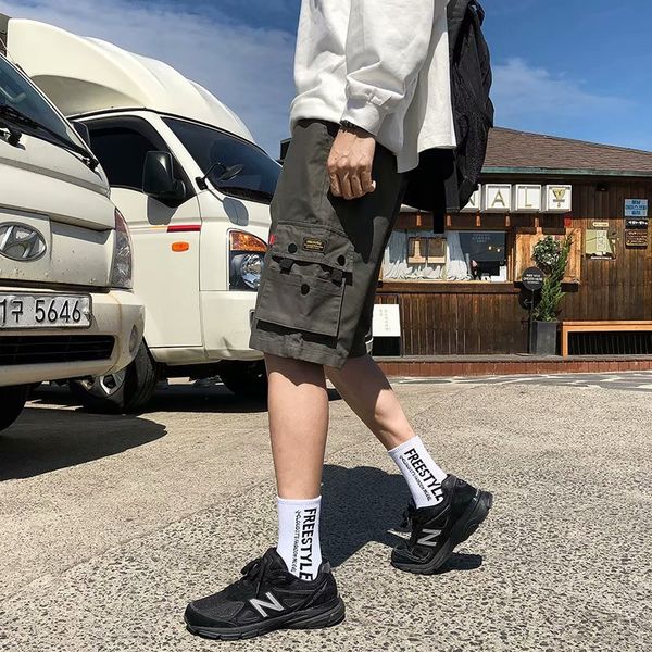 

tooling shorts men's pants leisure sports brand capris loose korean fashion summer cotton, White;black
