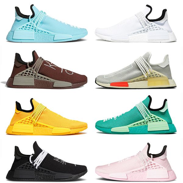 

36-47 pharrell williams human race nmd r1 men women running shoes triple white orange equality core black trainers sneakers, White;red