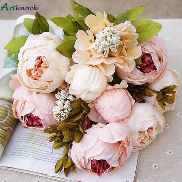 

decorative flowers & wreaths 1bunch european artificial peony party silk fake peonies for home el decor diy wedding decoration wreath