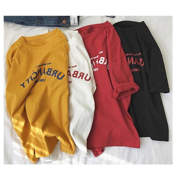 

2020 summer new letters simple ladies t-shirt spring ins ladies short-sleeved women's t-shirt loose student clothes women's, White