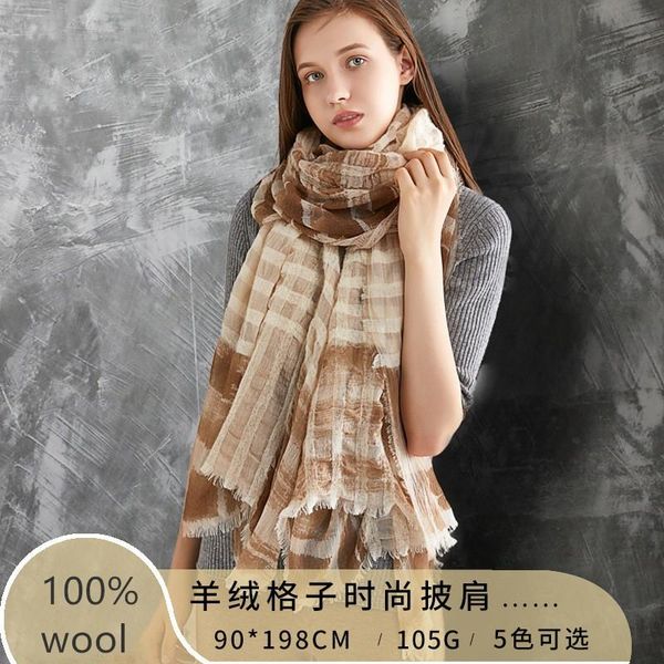 

scarves naizaiga 100% wool fashion plaid women winter warm scarf mother shawl , ps67, Blue;gray