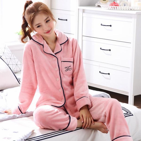 

men's sleepwear couple pajamas flannel cardigan lapel winter thickening outer wear, Black;brown