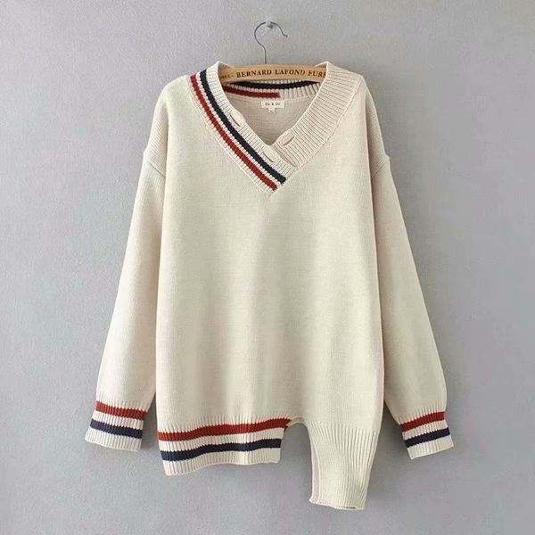 

lungs casual long-sleeve with female-size striped neckline hkgr, White;black