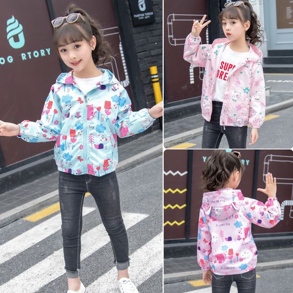 

kids designer clothes girls coat girl baby windbreaker 2020 spring and autumn new girls' graffiti stormsuit, White