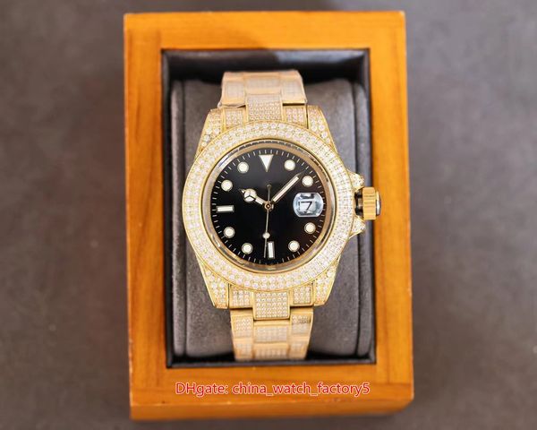 

6 style watches 40mm full diamond dial bezel bracelet yellow gold sapphire asia 2813 movement mechanical automatic mens watch men's wri, Slivery;brown