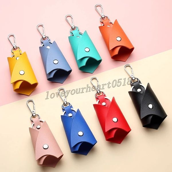 

fashion vintage keychain key holder bag case portable pu leather car key holders wallet cover simple solid storage bag, Silver