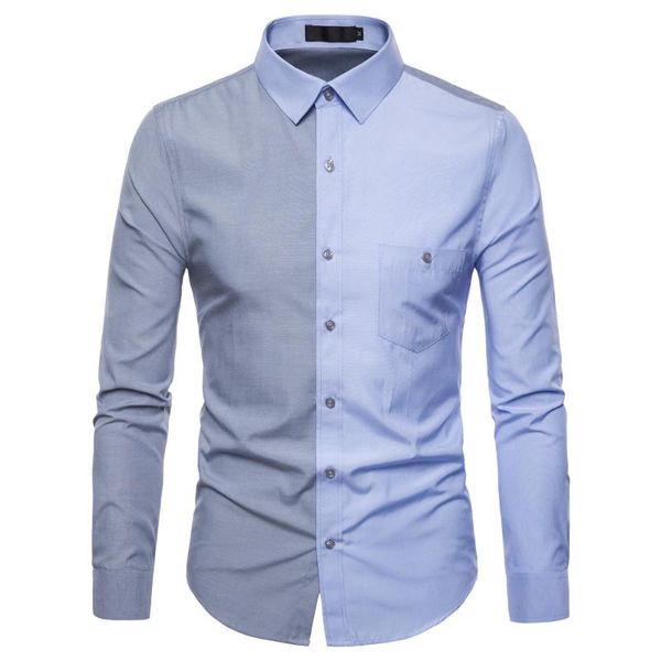 

men's casual shirts swagwhat patchwork shirt long sleeve contrast color business men dress slim fit camisa masculina, White;black