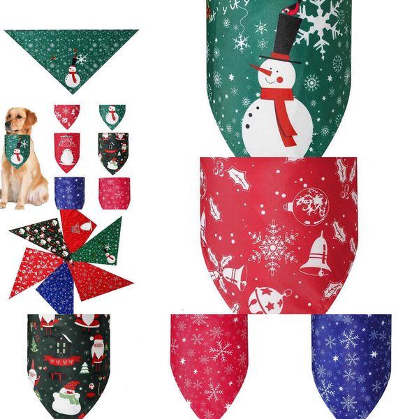 

santa snowflake christmas scarf bandanas triangle dog claus snowman pet kerchief costume accessories for dogs cats xmas apparel whosale